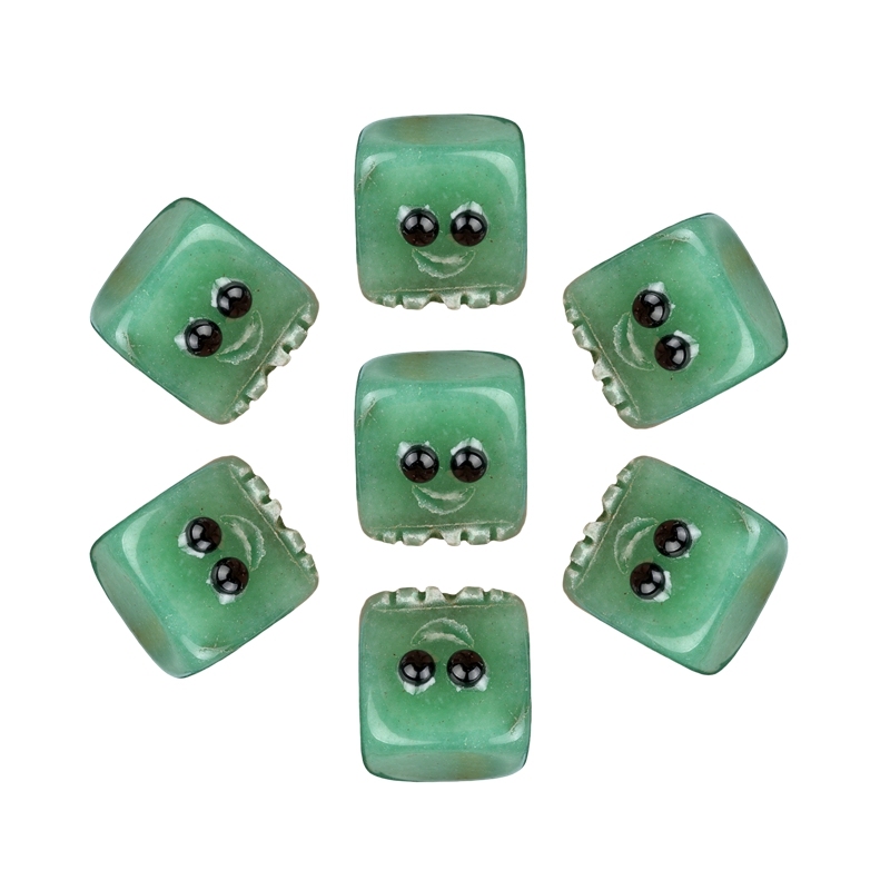 Green Aventurine Cube Gemstone Block Spirit "I'm here for you Handmade Craved 20MM Square Ornaments Home Decoration
