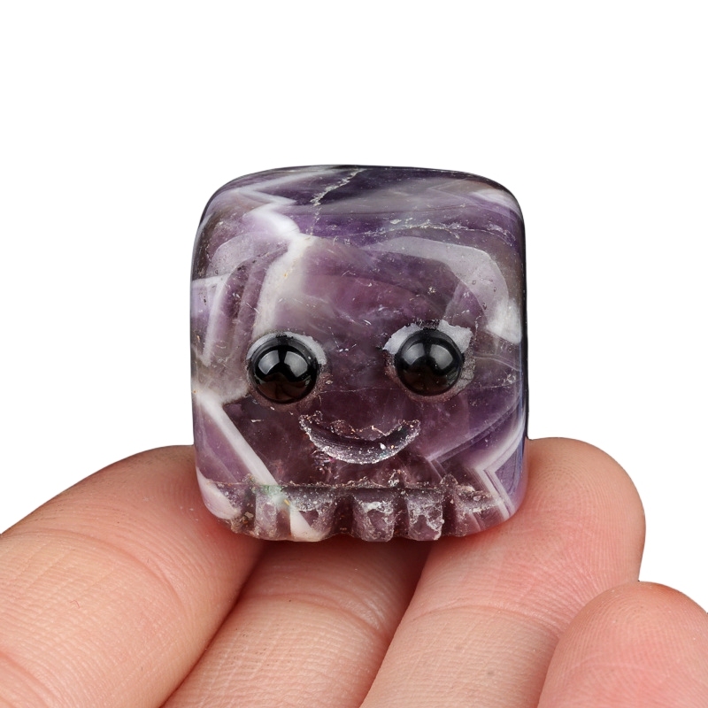 Amethyst Cube Gemstone Block Spirit "I'm here for you Handmade Craved 20MM Square Ornaments Home Decoration