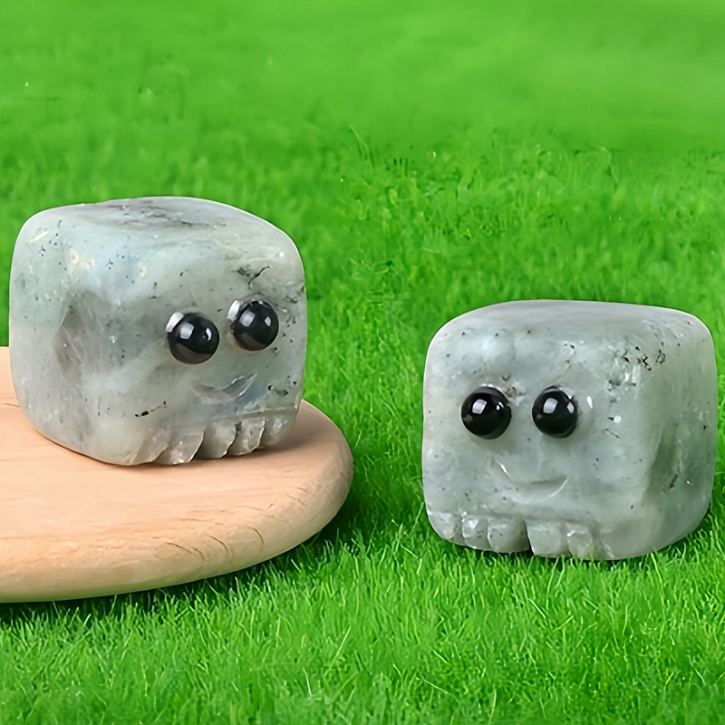 Labradorite Cube Gemstone Block Spirit "I'm here for you Handmade Craved 20MM Square Ornaments Home Decoration