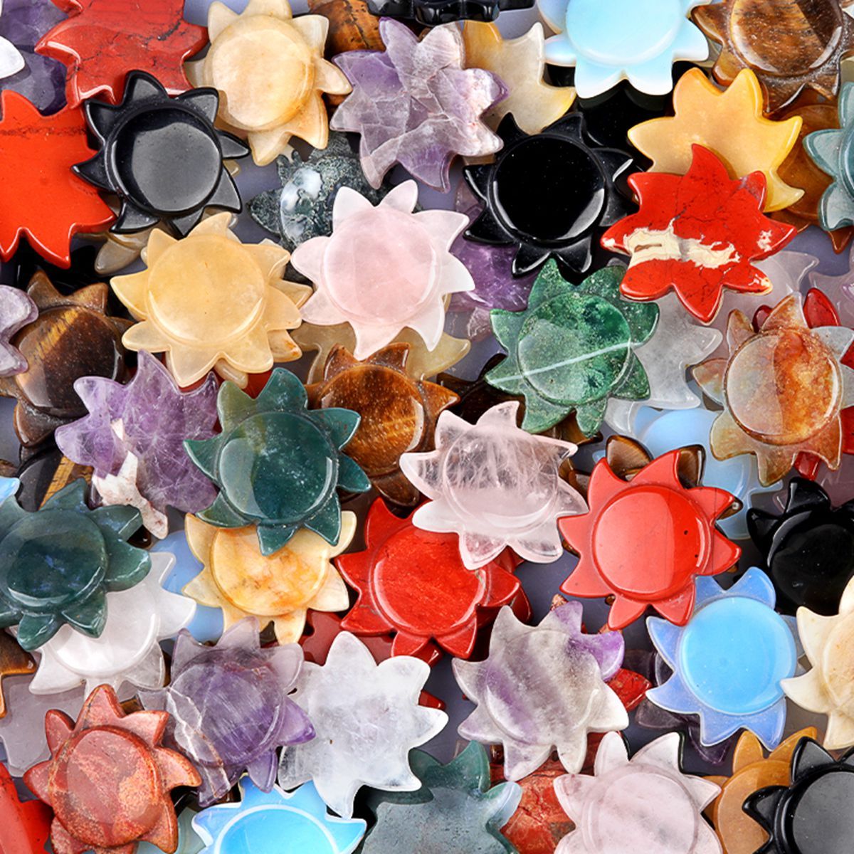 Clear Crystal 28MM Sun Gemstone Ornament Home DecorationHandmade Craved Solar Pendant for Making Jewelry