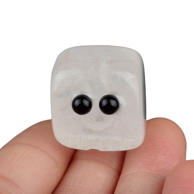 Clear Crystal Cube Gemstone Block Spirit "I'm here for you Handmade Craved 20MM Square Ornaments Home Decoration
