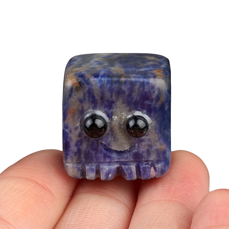 Sodalite Cube Gemstone Block Spirit "I'm here for you Handmade Craved 20MM Square Ornaments Home Decoration