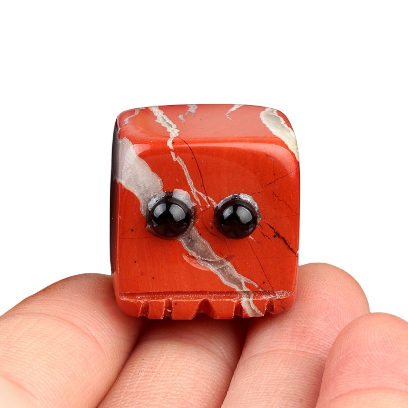 Red Jasper Cube Gemstone Block Spirit "I'm here for you Handmade Craved 20MM Square Ornaments Home Decoration
