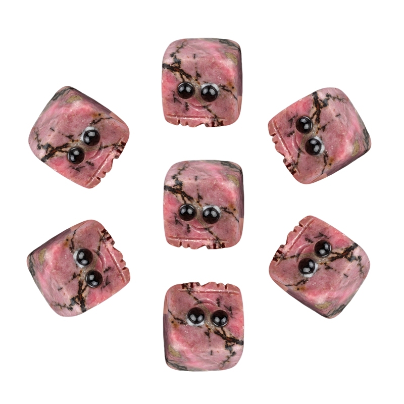 Rhodochrosite Cube Gemstone Block Spirit "I'm here for you Handmade Craved 20MM Square Ornaments Home Decoration