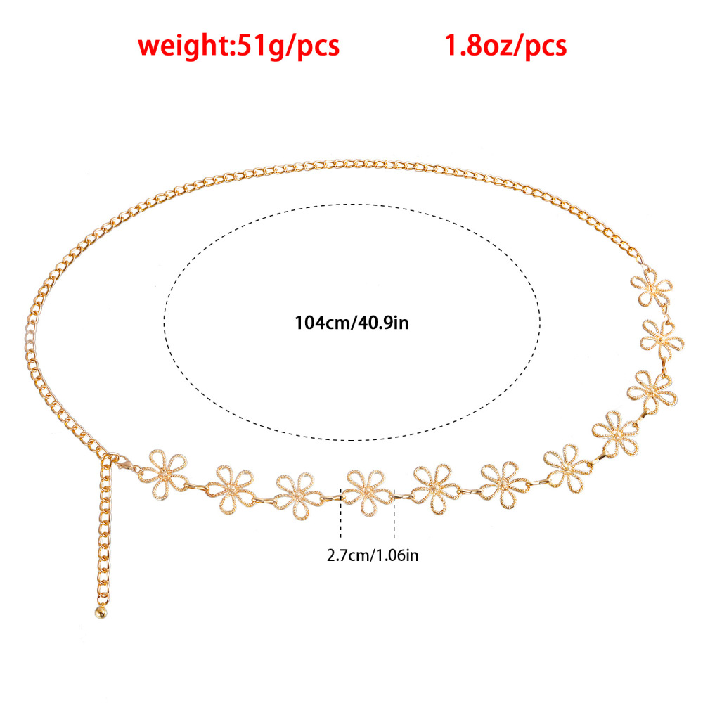 Flower Waist Chain for Women Girls Long Tassel Summer Jewelry Adjustable Dress Skirt