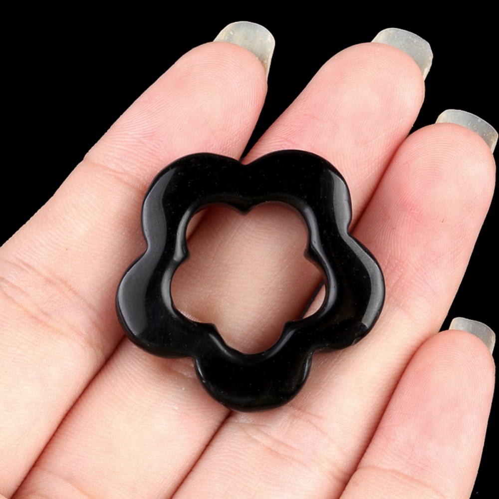 Handmade Craved 30mm Plum Blossom Gemstone Ornament Home Decoration Hollowed Flower Pendant for Making Jewelry