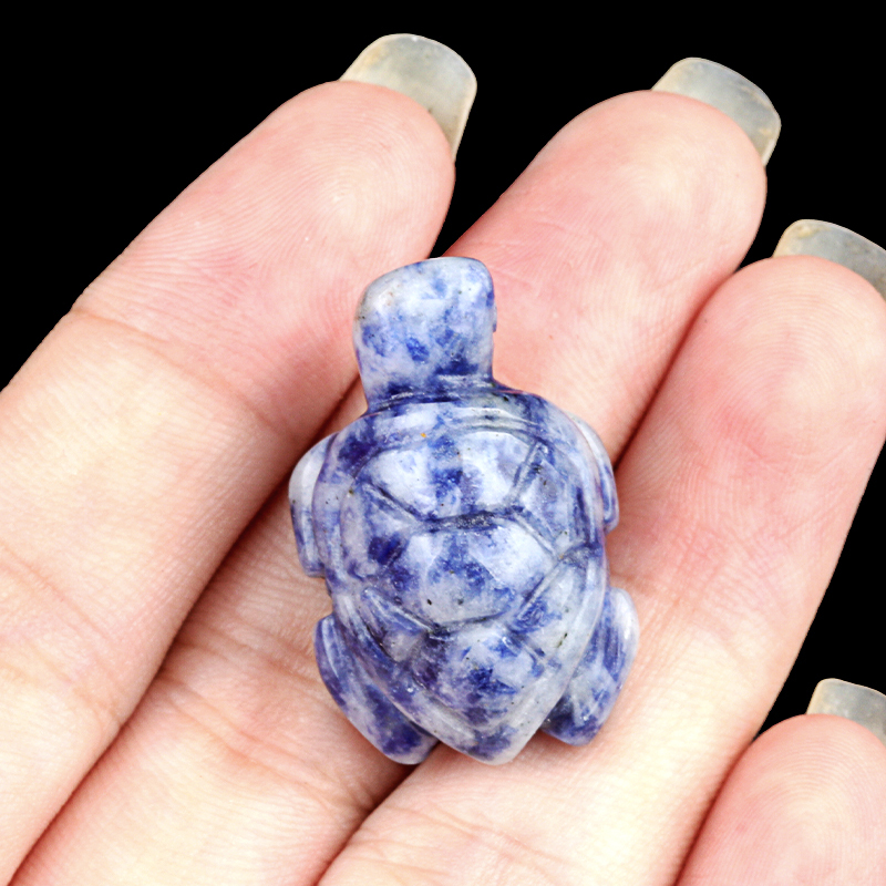1.0Inch Gemstone Turtle Ornament Handmade Craved Animal Figurine Tortoise Sculpture for Home Decoration