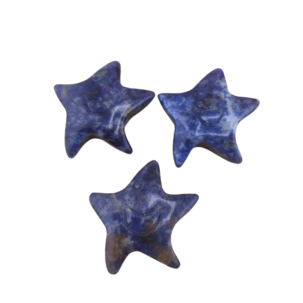Sodalite 30mm Smiling Starfish Pendant & Ornament for Home Decoration Handmade Craved Stone Solar