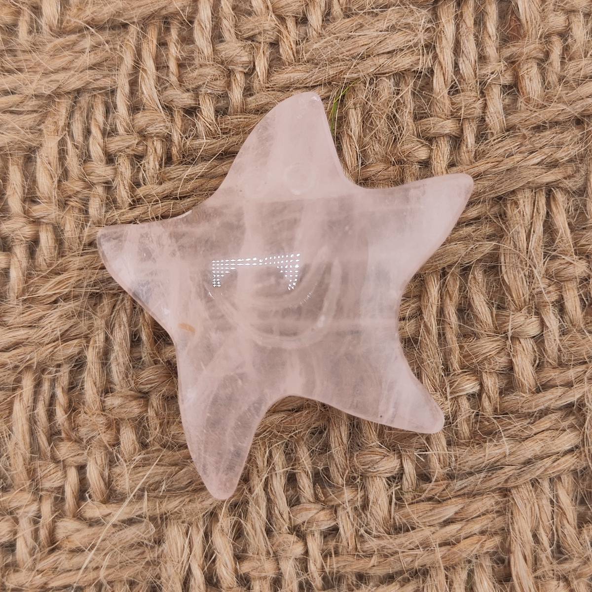 Rose Quartz 30mm Smiling Starfish Pendant & Ornament for Home Decoration Handmade Craved Stone Solar