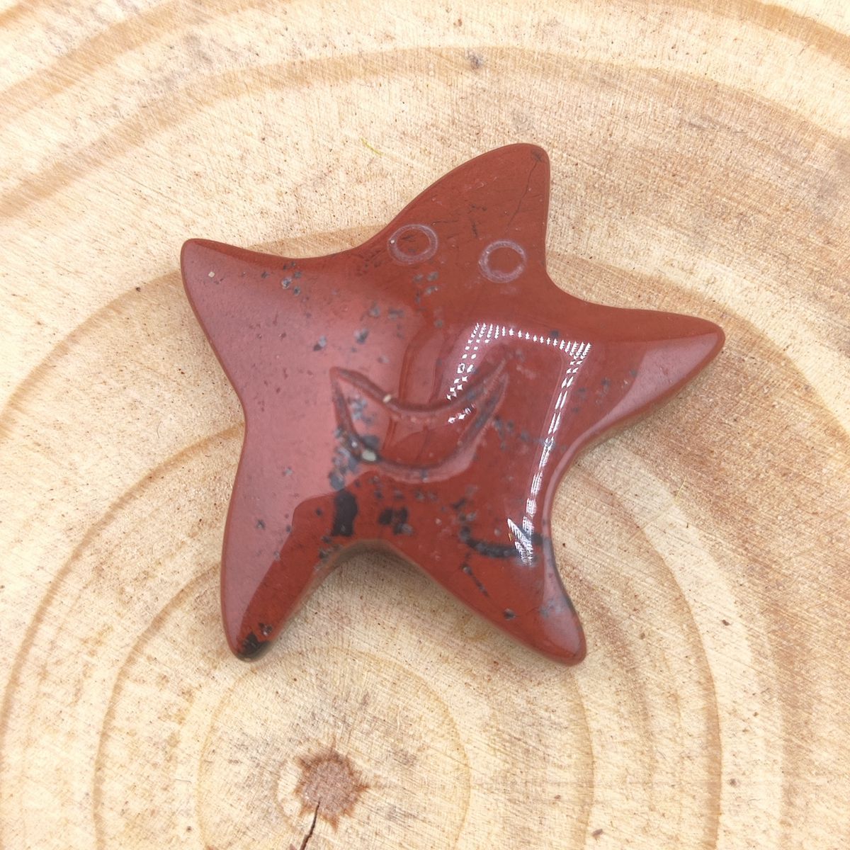 Red Jasper 30mm Smiling Starfish Pendant & Ornament for Home Decoration Handmade Craved Stone Solar