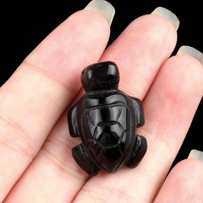 1.0Inch Gemstone Turtle Ornament Handmade Craved Animal Figurine Tortoise Sculpture for Home Decoration