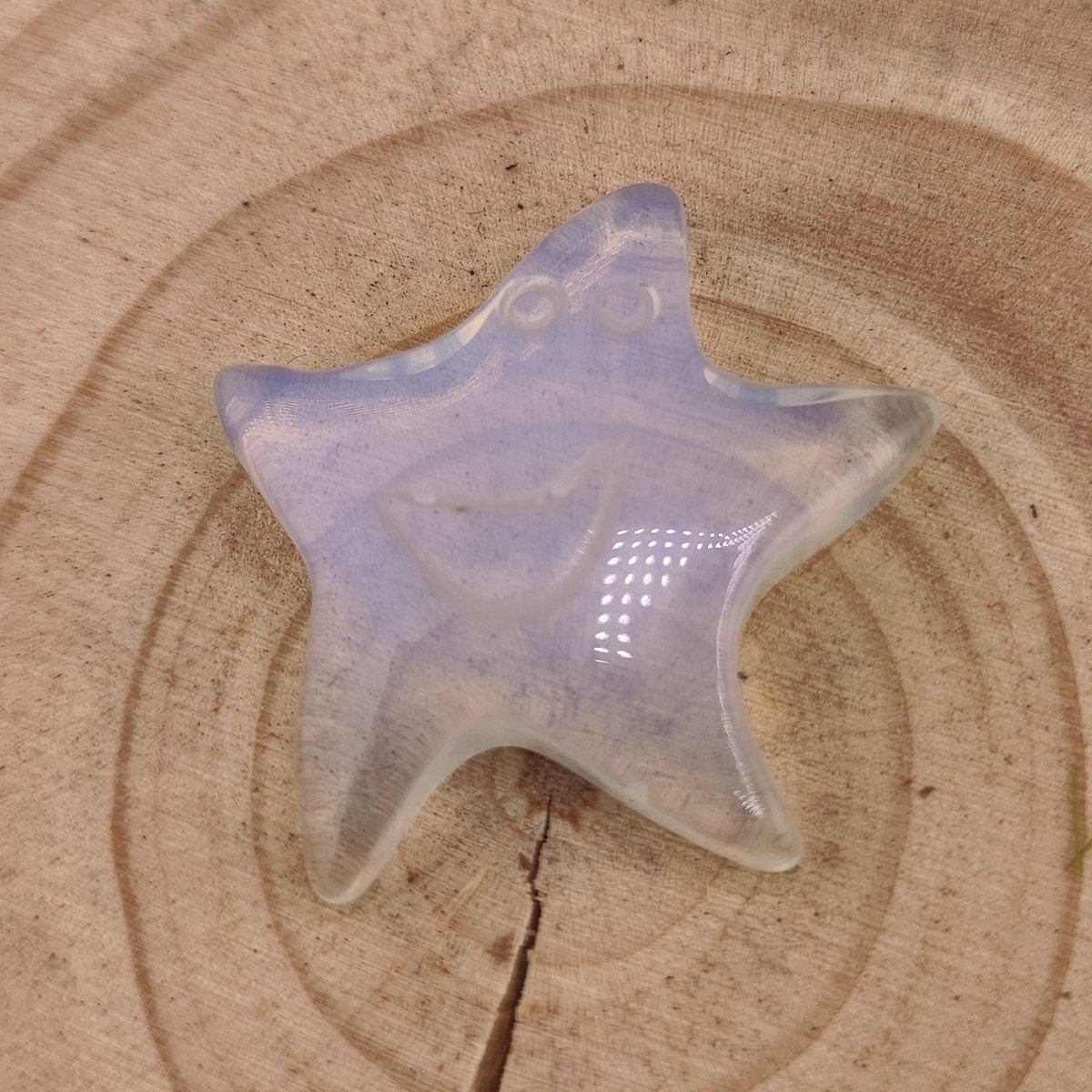 Opalite 30mm Smiling Starfish Pendant & Ornament for Home Decoration Handmade Craved Stone Solar