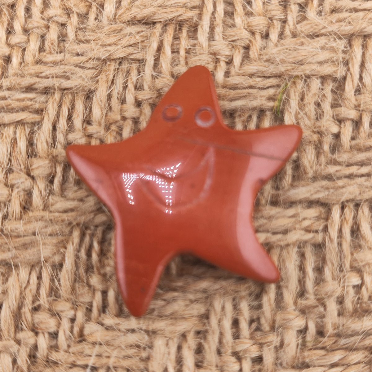 Red Jasper 30mm Smiling Starfish Pendant & Ornament for Home Decoration Handmade Craved Stone Solar
