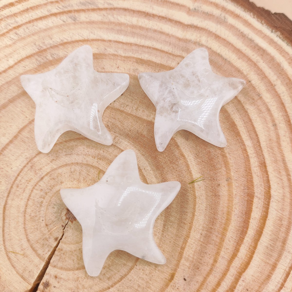 Quartz Crystal 30mm Smiling Starfish Pendant & Ornament for Home Decoration Handmade Craved Stone Solar