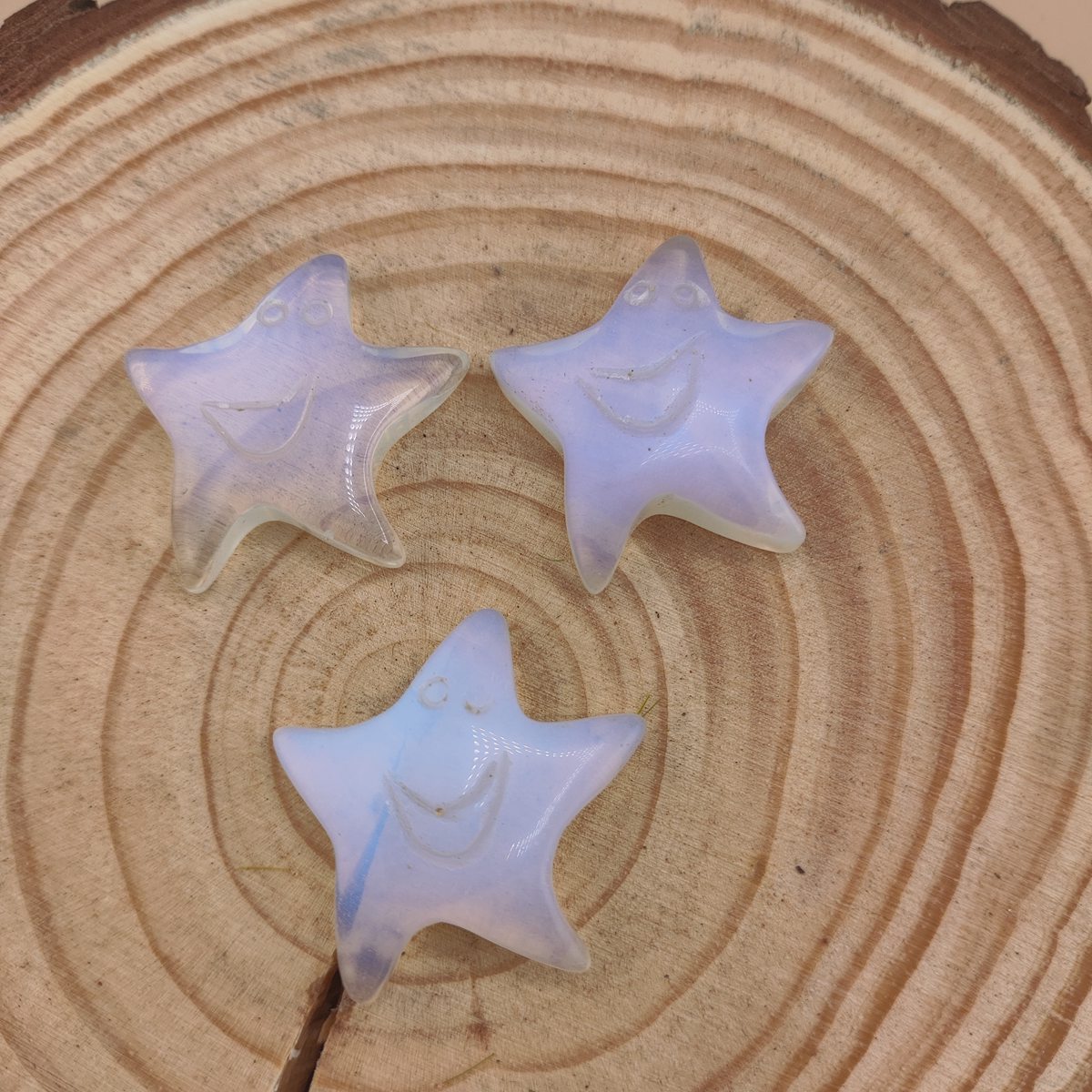Opalite 30mm Smiling Starfish Pendant & Ornament for Home Decoration Handmade Craved Stone Solar