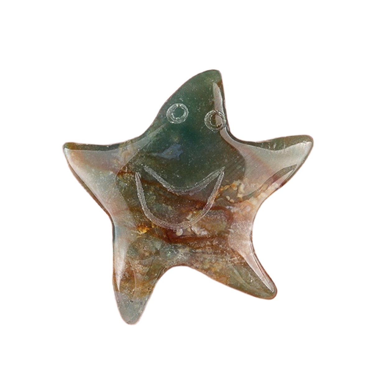 Gemstone 30mm Smiling Starfish Pendant & Ornament for Home Decoration Handmade Craved Stone Solar