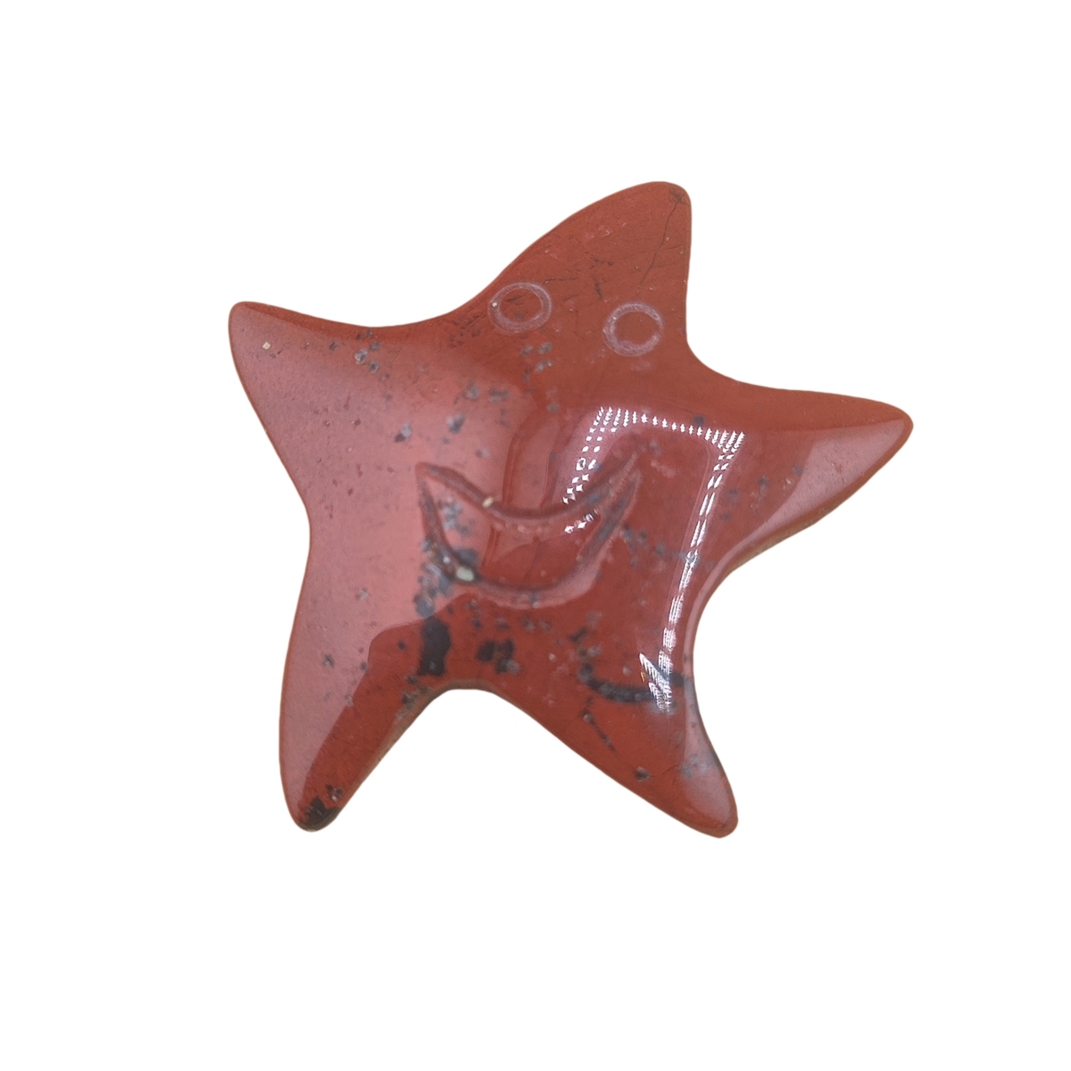 Red Jasper 30mm Smiling Starfish Pendant & Ornament for Home Decoration Handmade Craved Stone Solar