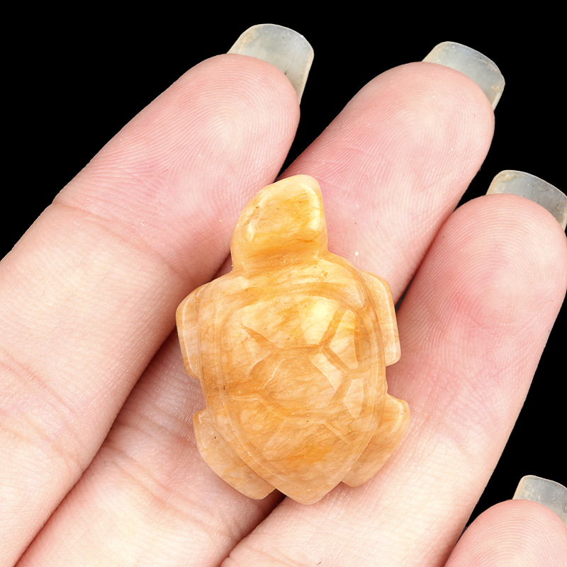 1.0Inch Gemstone Turtle Ornament Handmade Craved Animal Figurine Tortoise Sculpture for Home Decoration