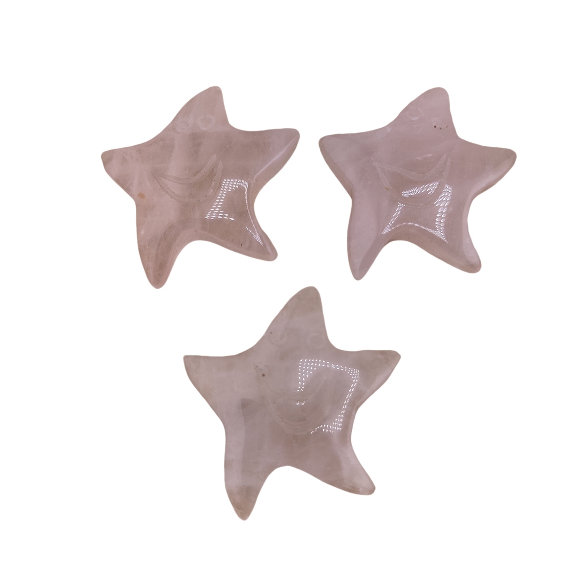 Rose Quartz 30mm Smiling Starfish Pendant & Ornament for Home Decoration Handmade Craved Stone Solar