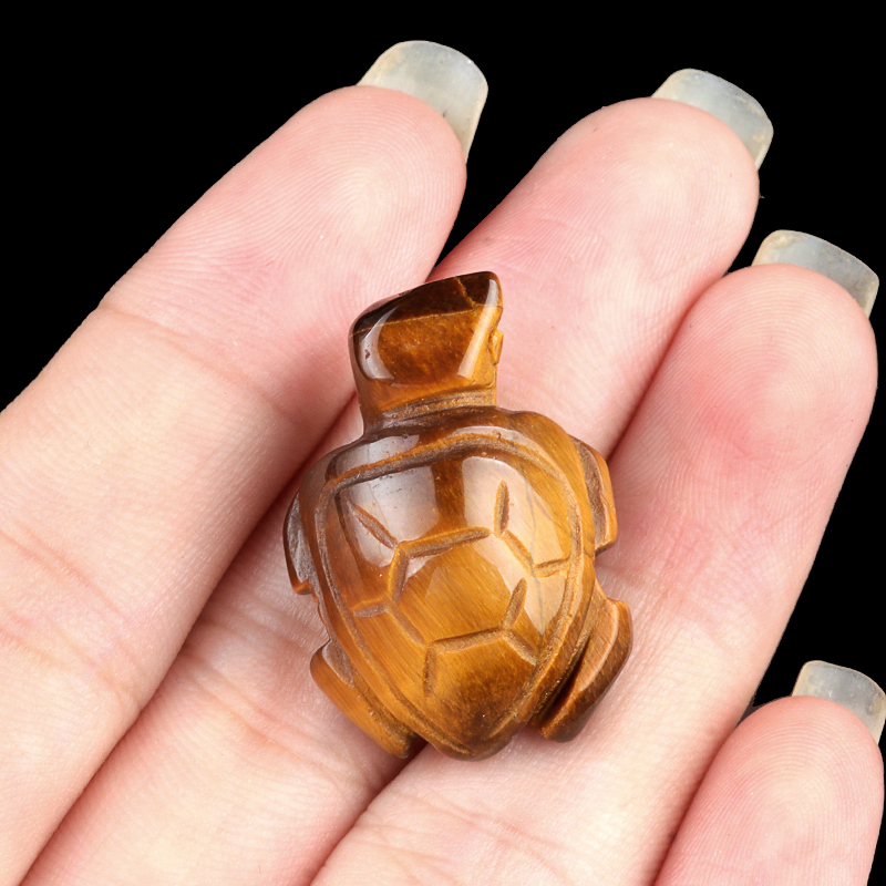 1.0Inch Gemstone Turtle Ornament Handmade Craved Animal Figurine Tortoise Sculpture for Home Decoration