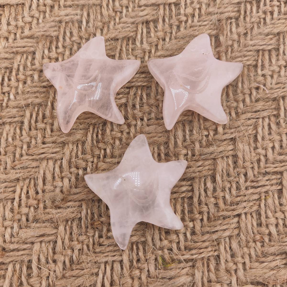 Rose Quartz 30mm Smiling Starfish Pendant & Ornament for Home Decoration Handmade Craved Stone Solar