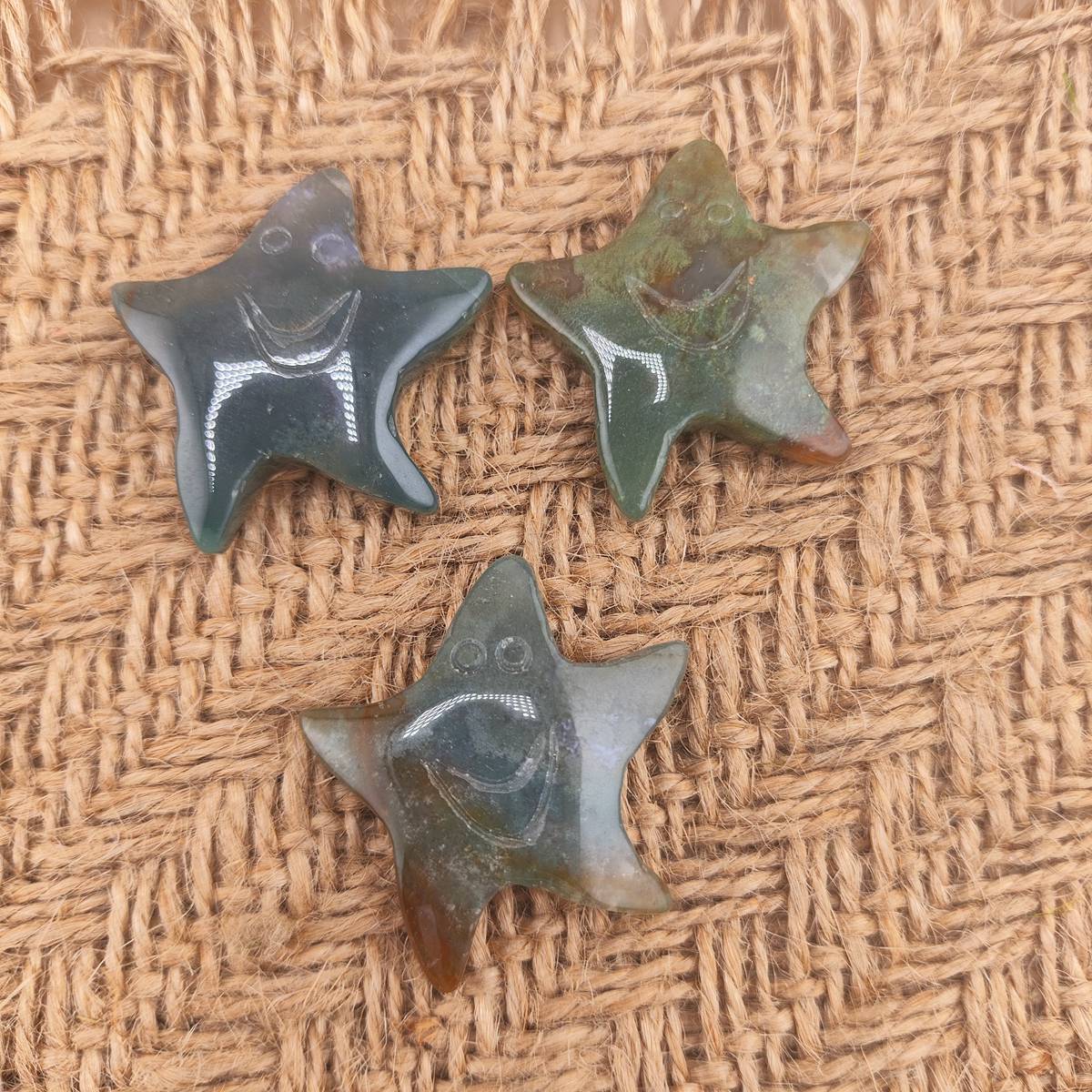 Fancy Jasper 30mm Smiling Starfish Pendant & Ornament for Home Decoration Handmade Craved Stone Solar