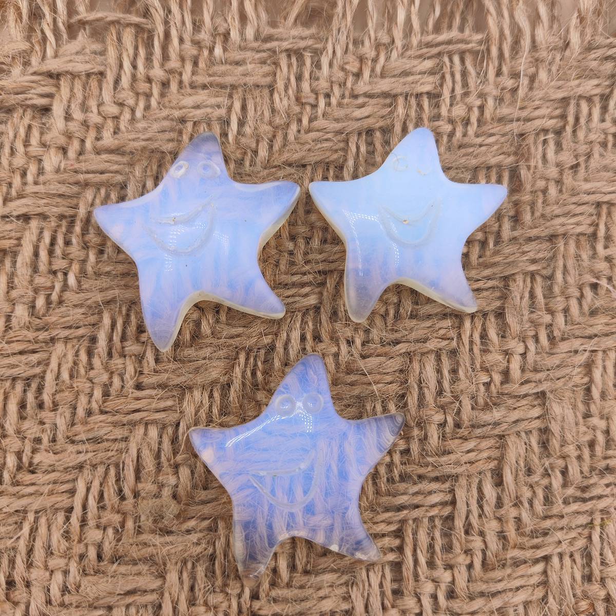 Opalite 30mm Smiling Starfish Pendant & Ornament for Home Decoration Handmade Craved Stone Solar