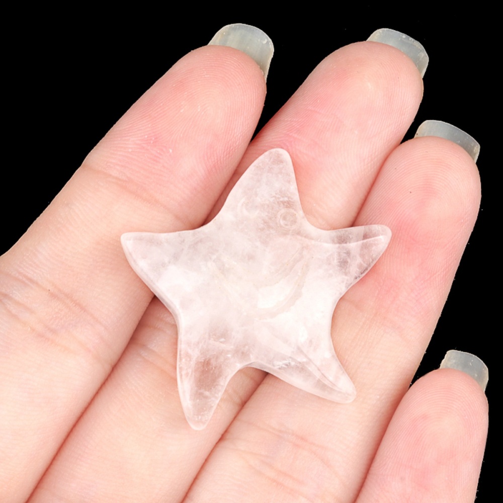 Quartz Crystal 30mm Smiling Starfish Pendant & Ornament for Home Decoration Handmade Craved Stone Solar