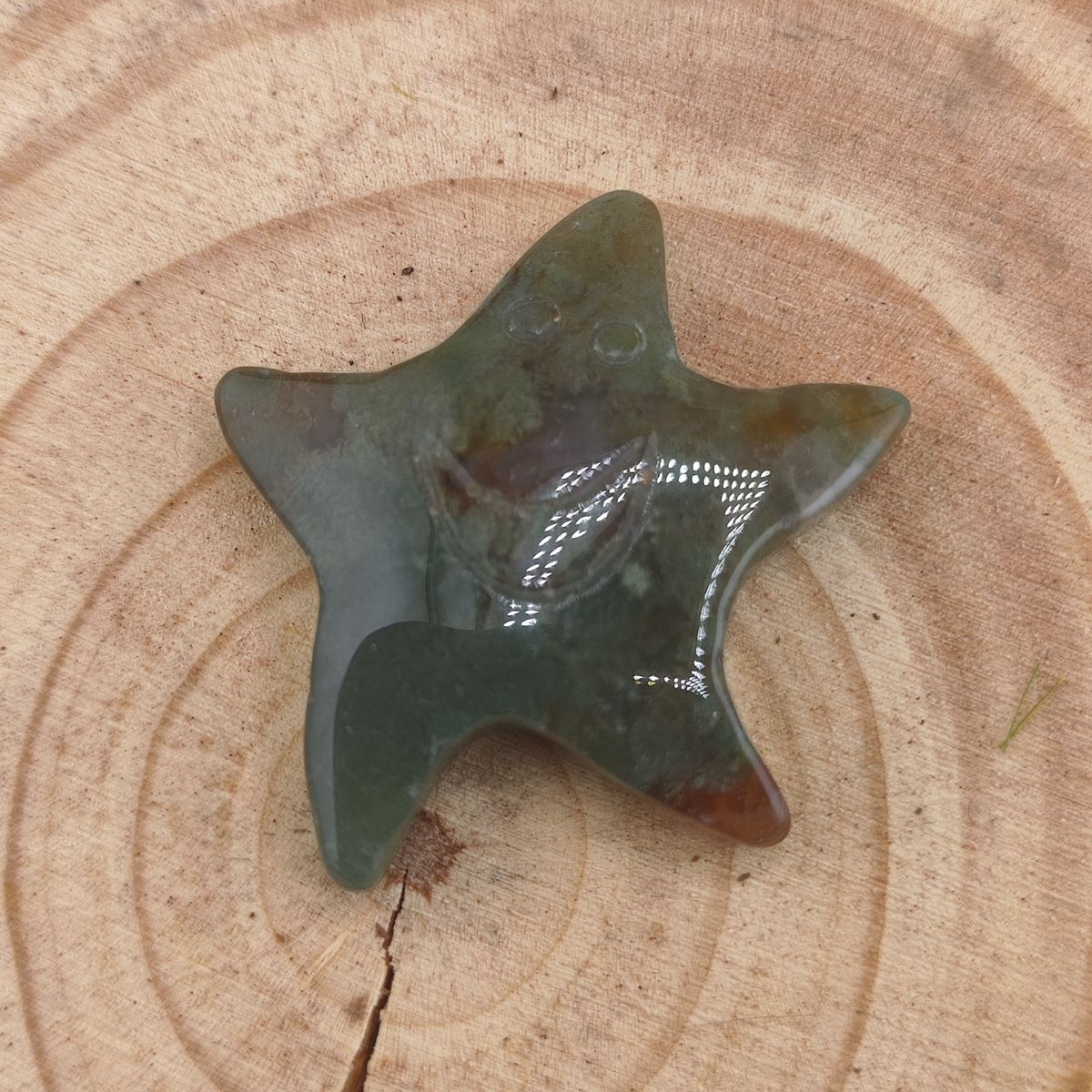Fancy Jasper 30mm Smiling Starfish Pendant & Ornament for Home Decoration Handmade Craved Stone Solar