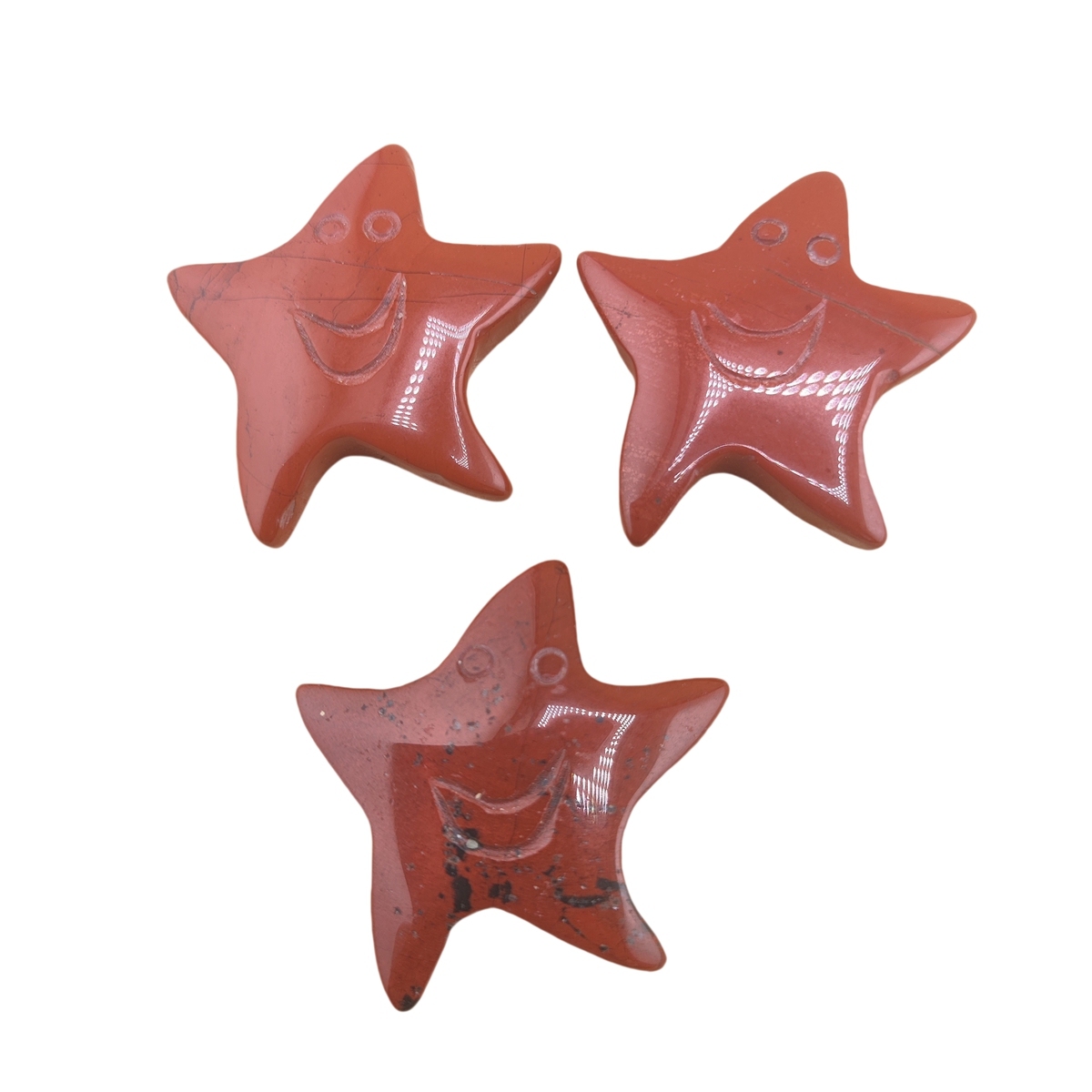 Red Jasper 30mm Smiling Starfish Pendant & Ornament for Home Decoration Handmade Craved Stone Solar