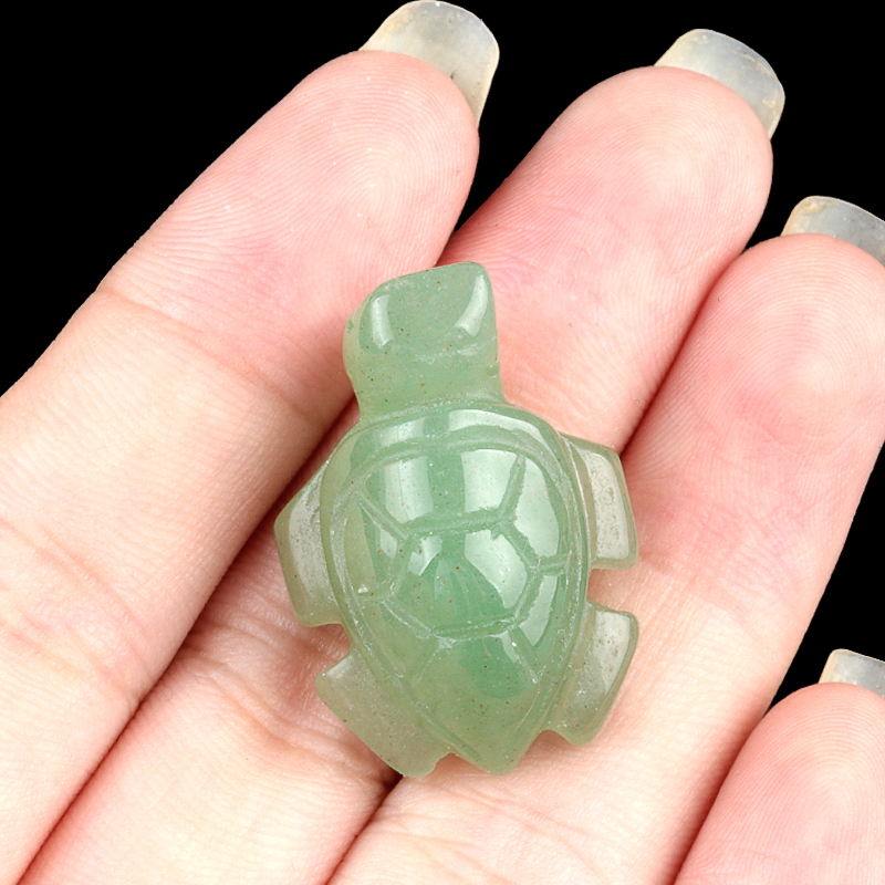 1.0Inch Gemstone Turtle Ornament Handmade Craved Animal Figurine Tortoise Sculpture for Home Decoration