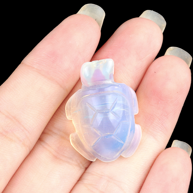 1.0Inch Gemstone Turtle Ornament Handmade Craved Animal Figurine Tortoise Sculpture for Home Decoration