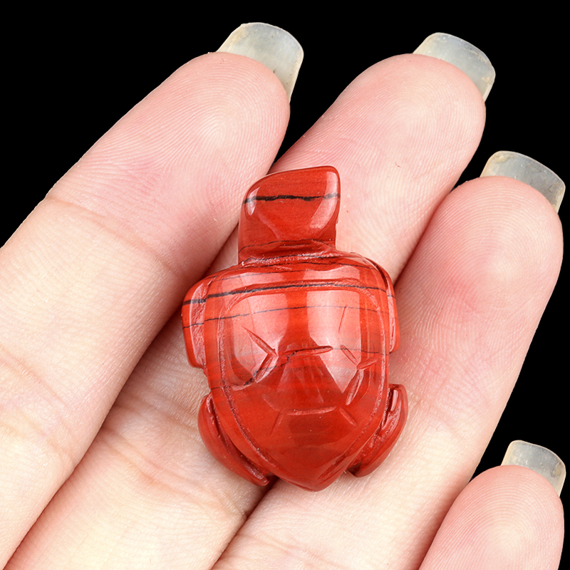 1.0Inch Gemstone Turtle Ornament Handmade Craved Animal Figurine Tortoise Sculpture for Home Decoration