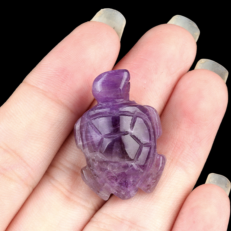 1.0Inch Gemstone Turtle Ornament Handmade Craved Animal Figurine Tortoise Sculpture for Home Decoration