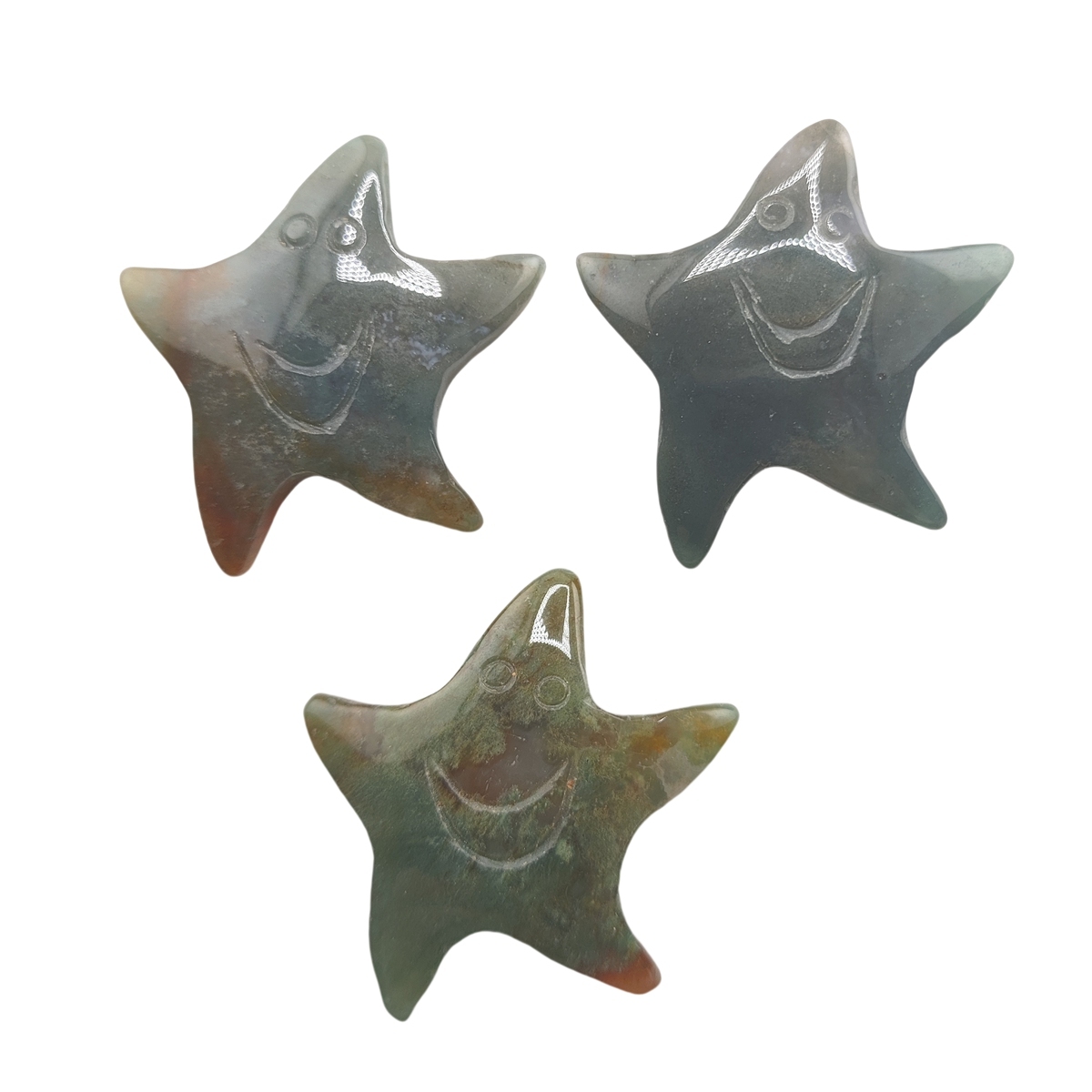 Fancy Jasper 30mm Smiling Starfish Pendant & Ornament for Home Decoration Handmade Craved Stone Solar