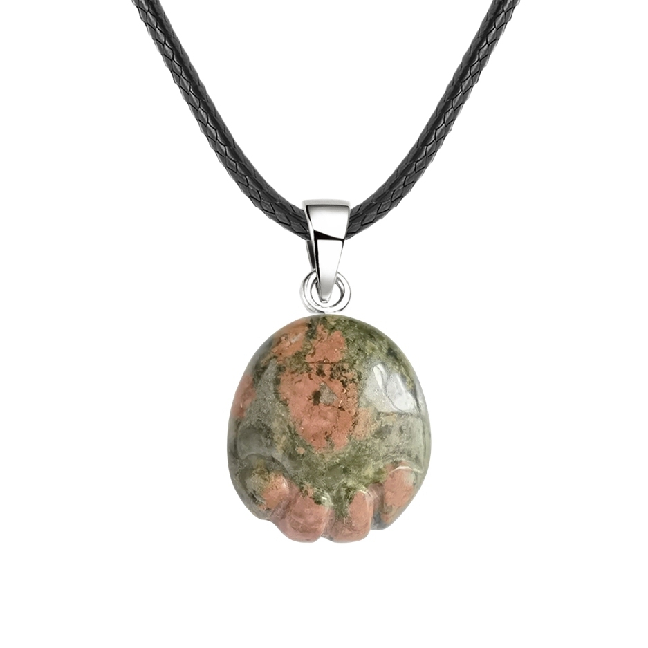 Unakite Jasper Children Foot Palm Gemstone for Decor Handmade Craved 22X25MM Feet Pendant Necklace Keychain