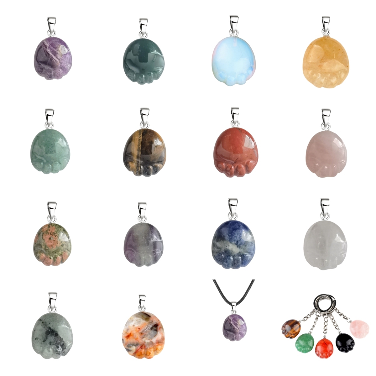 12mm Gemstone Balls Silver Wizard Cap Pendant for Making Jewlery Stone Sphere Beads Halloween Charms