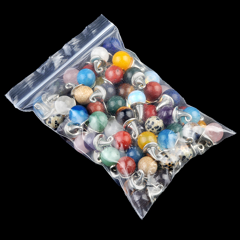 Canelian 12mm Gemstone Balls Silver Wizard Cap Pendant for Making Jewlery Stone Sphere Beads Halloween Charms