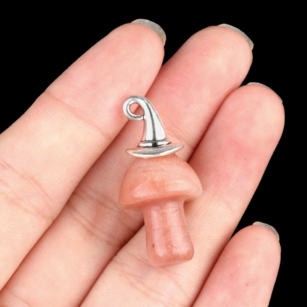 Gemstone Mushroom Wizard Cap Pendant for Making Jewlery 15X20mm Stone Halloween Charms