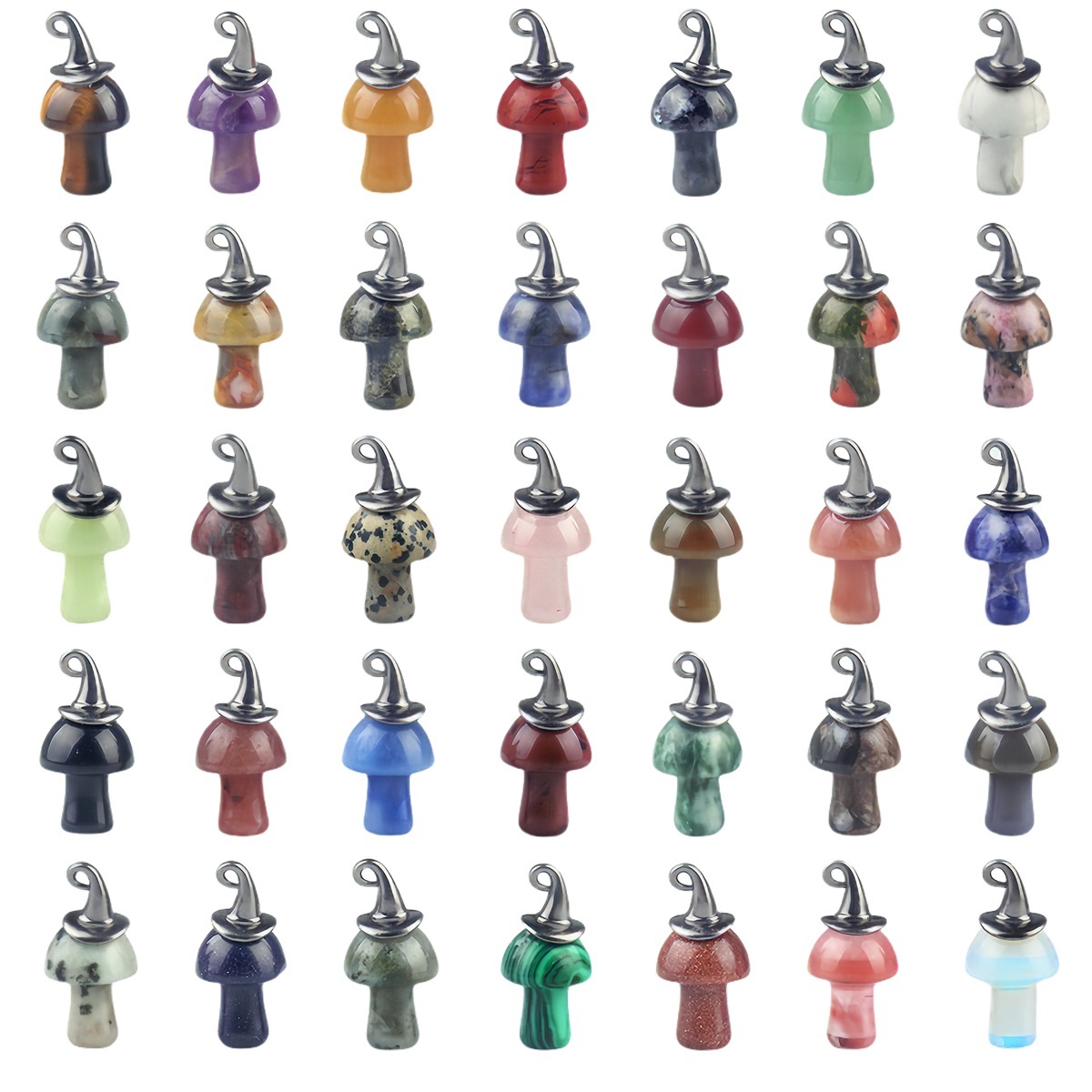 Gemstone Mushroom Wizard Cap Pendant for Making Jewlery 15X20mm Stone Halloween Charms