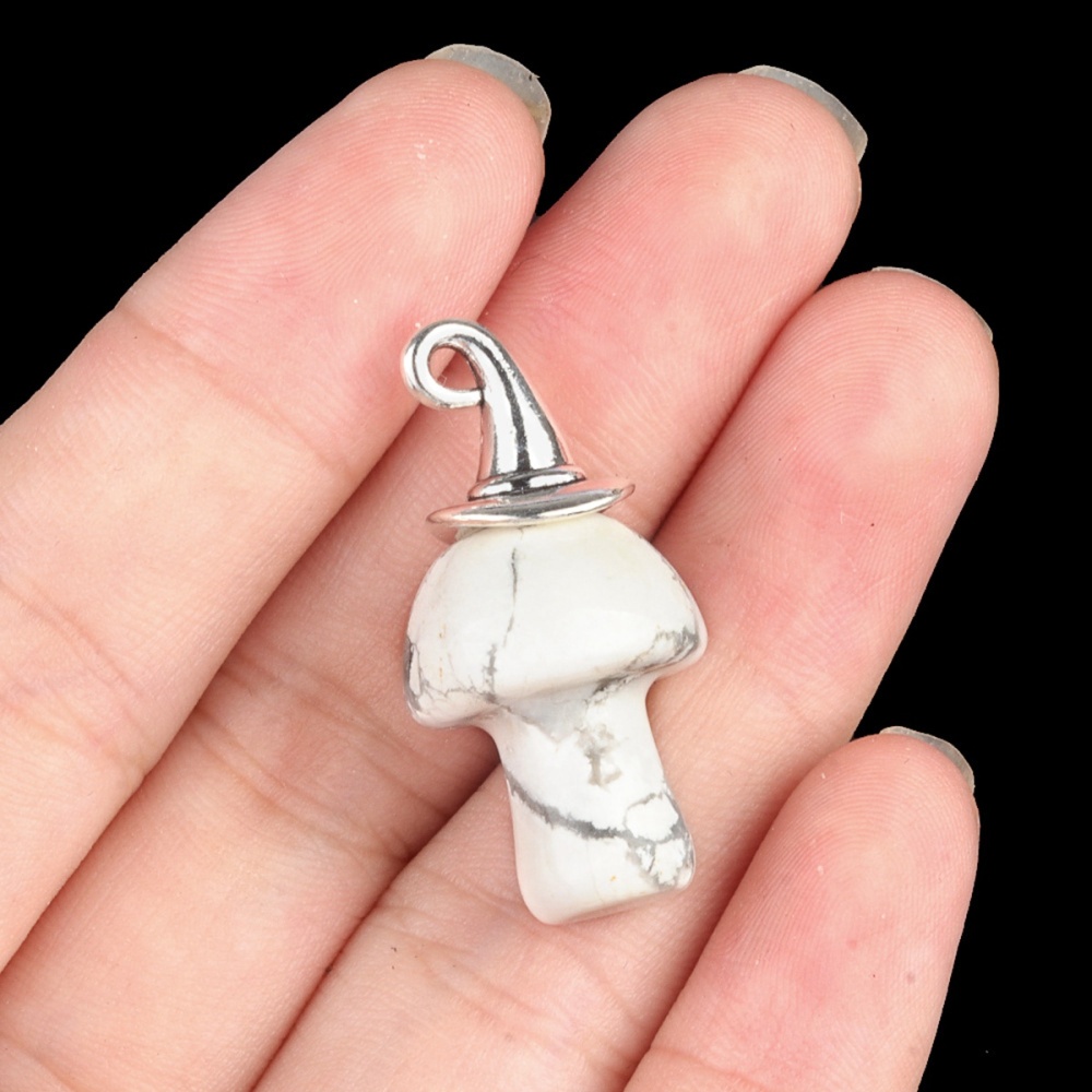 Crazy Agate Mushroom Wizard Cap Pendant for Making Jewlery 15X20mm Stone Halloween Charms