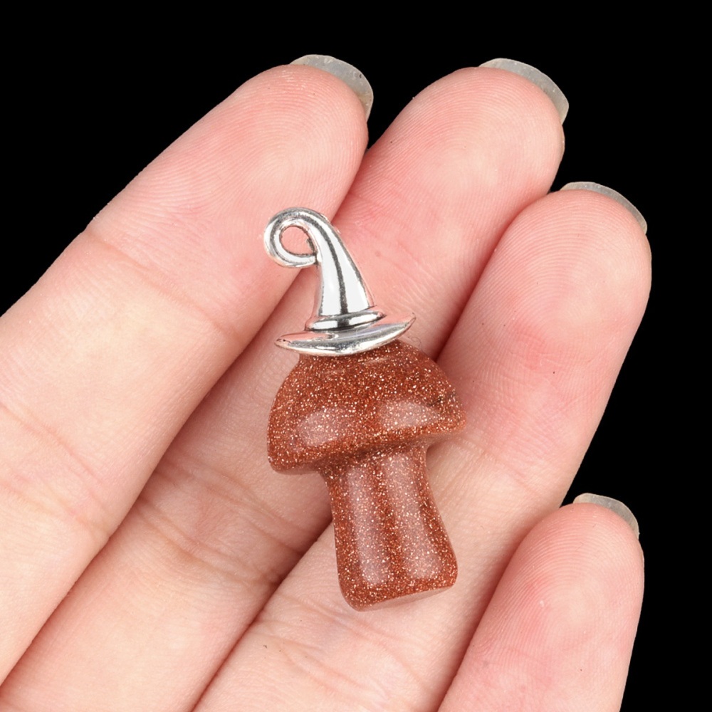 Gemstone Mushroom Wizard Cap Pendant for Making Jewlery 15X20mm Stone Halloween Charms
