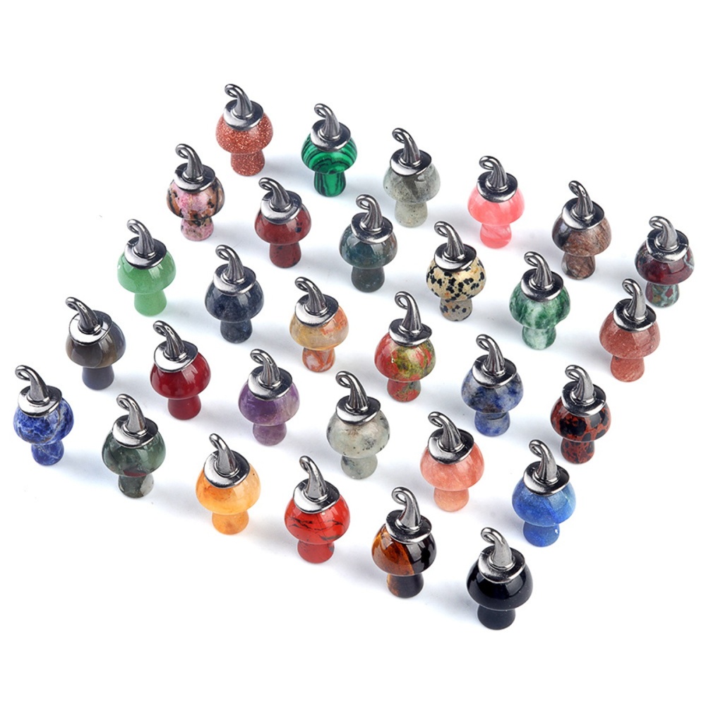 Gemstone Mushroom Wizard Cap Pendant for Making Jewlery 15X20mm Stone Halloween Charms