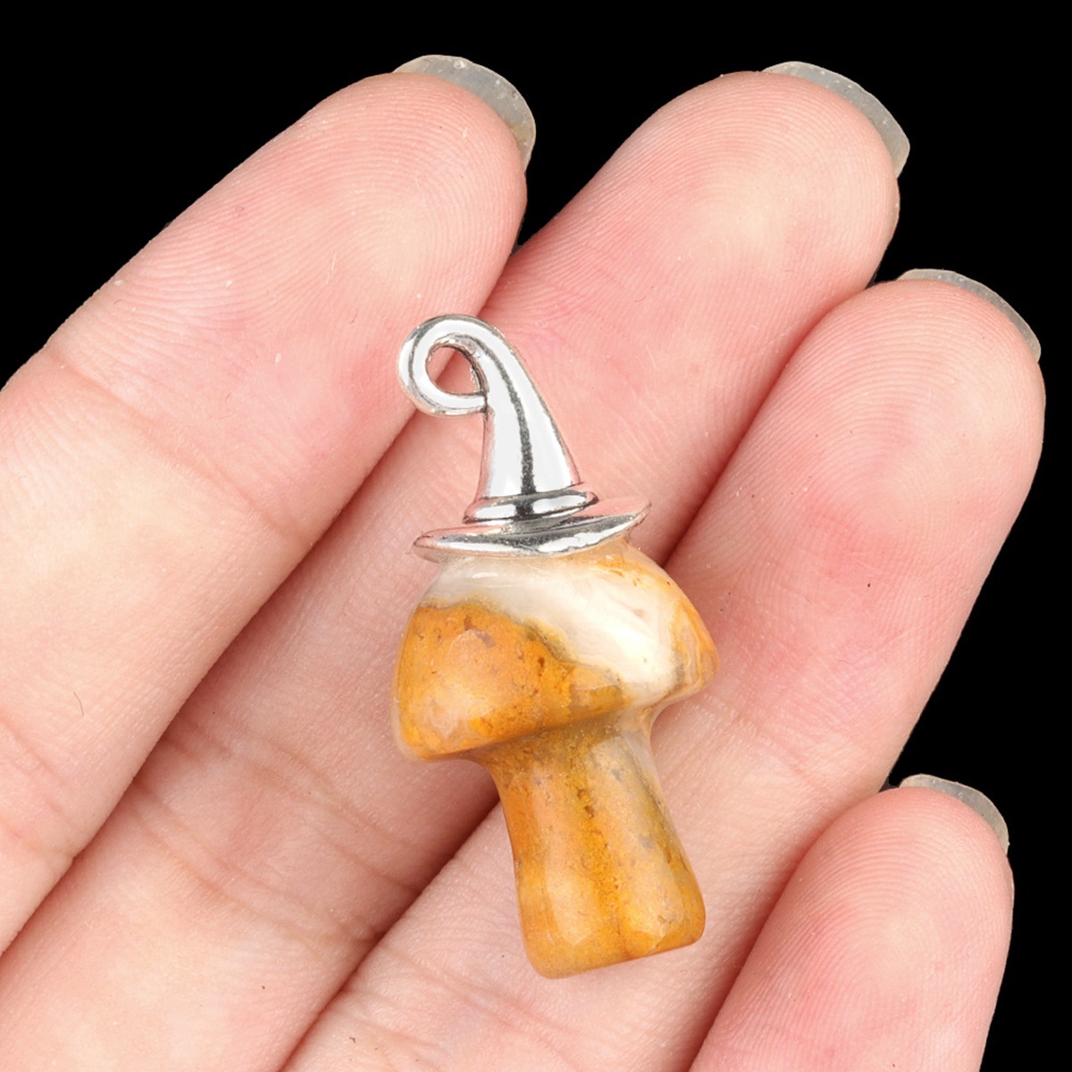 Gemstone Mushroom Wizard Cap Pendant for Making Jewlery 15X20mm Stone Halloween Charms