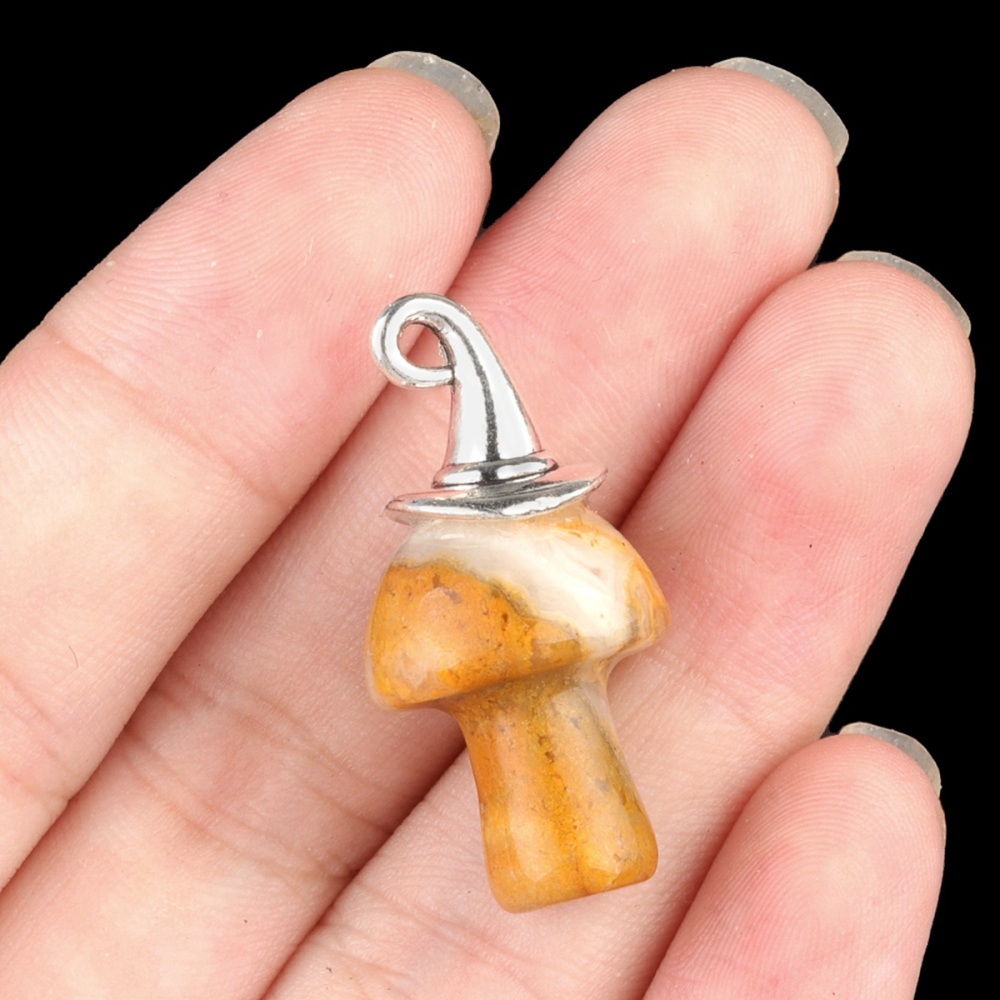 Gemstone Mushroom Wizard Cap Pendant for Making Jewlery 15X20mm Stone Halloween Charms