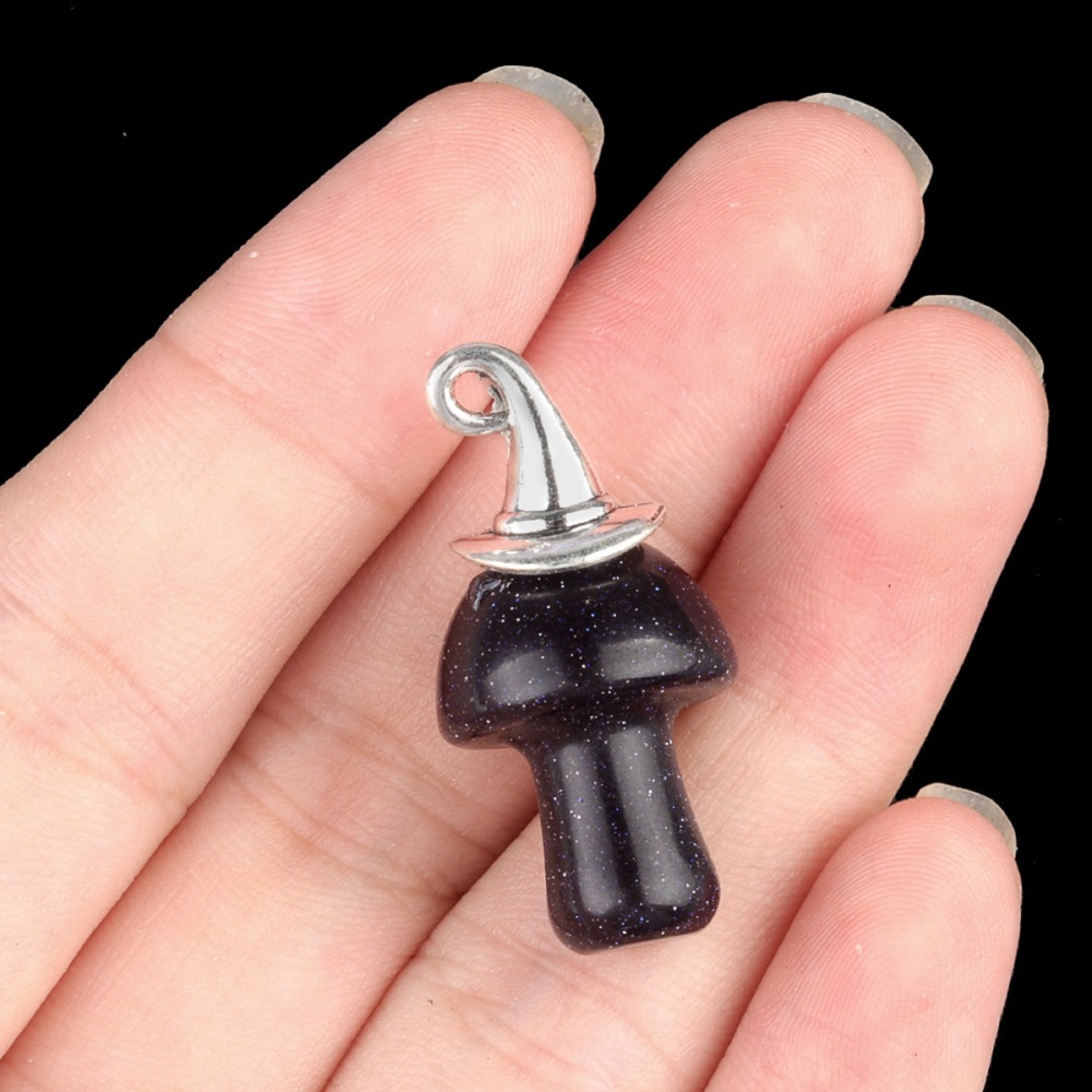 Crazy Agate Mushroom Wizard Cap Pendant for Making Jewlery 15X20mm Stone Halloween Charms