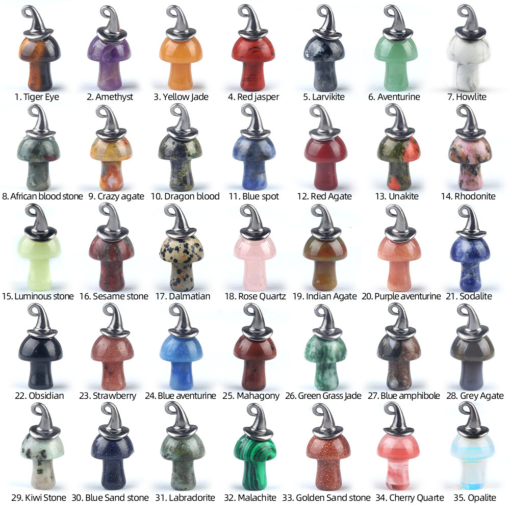 Gemstone Mushroom Wizard Cap Pendant for Making Jewlery 15X20mm Stone Halloween Charms