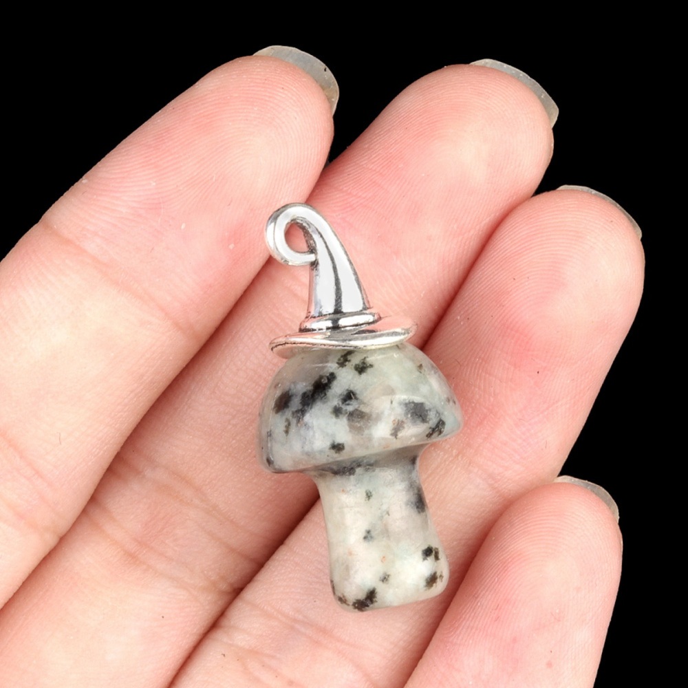 Crazy Agate Mushroom Wizard Cap Pendant for Making Jewlery 15X20mm Stone Halloween Charms