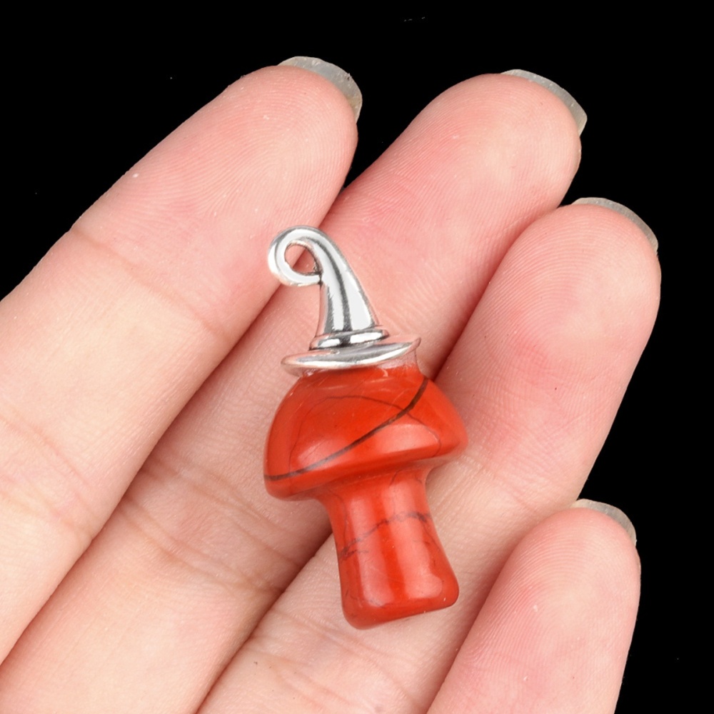 Gemstone Mushroom Wizard Cap Pendant for Making Jewlery 15X20mm Stone Halloween Charms