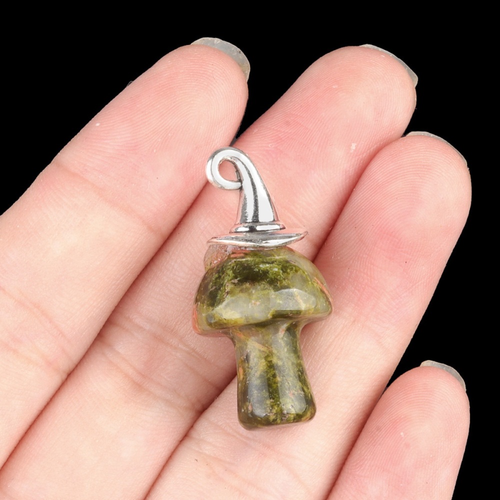 Crazy Agate Mushroom Wizard Cap Pendant for Making Jewlery 15X20mm Stone Halloween Charms
